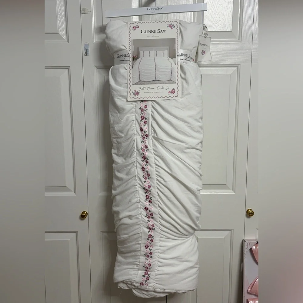 Gunne Sax White Duvet Cover with Floral Accents Vintage Inspired HTF - Picture 4 of 7